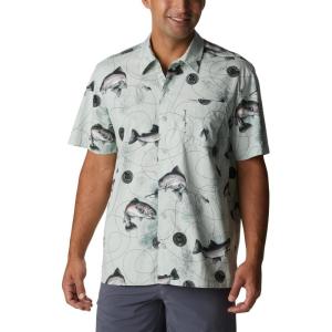 imageColumbia Sportswear Mens Trollers Best Short Sleeve ShirtCool Green Freshwater Dryfly Print
