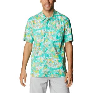 imageColumbia Sportswear Mens Trollers Best Short Sleeve ShirtElectric Turquoise Festive Fishin Print