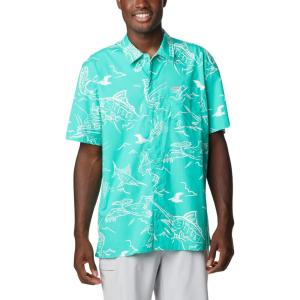 imageColumbia Sportswear Mens Trollers Best Short Sleeve ShirtElectric Turquoise Mighty Marlins Print