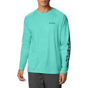 imageMens PFG Terminal Tackle Heather Long Sleeve ShirtBright Aqua HeatherColl Navy Logo