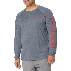 imageMens PFG Terminal Tackle Heather Long Sleeve ShirtCarbon HeatherRed Spark Logo