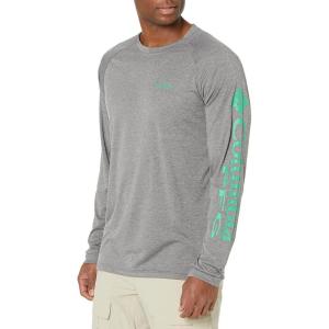 imageMens PFG Terminal Tackle Heather Long Sleeve ShirtCity Grey HeatherDark Lime Logo