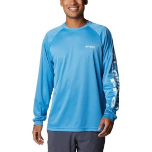 imageMens PFG Terminal Tackle Heather Long Sleeve ShirtCompass Blue HeatherWhite Logo