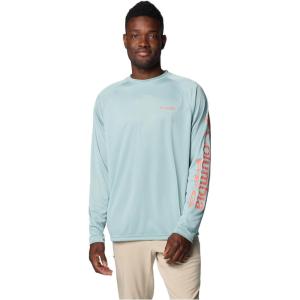 imageMens PFG Terminal Tackle Heather Long Sleeve ShirtCrushed Blue HeatherFaded Peach Logo