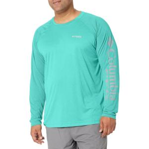 imageMens PFG Terminal Tackle Heather Long Sleeve ShirtElectric Turquoise HeatherCool Grey Logo