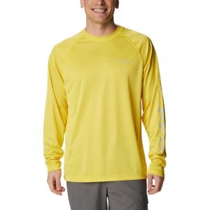 imageMens PFG Terminal Tackle Heather Long Sleeve ShirtLaser Lemon HeatherCool Grey Logo
