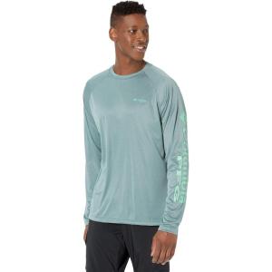 imageMens PFG Terminal Tackle Heather Long Sleeve ShirtMetal HeatherLight Jade Logo