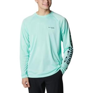 imageMens PFG Terminal Tackle Heather Long Sleeve ShirtMint Cay HeatherCollegiate Navy Logo