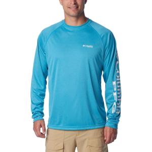 imageMens PFG Terminal Tackle Heather Long Sleeve ShirtOcean Blue HeatherWhite Logo