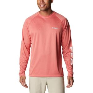imageMens PFG Terminal Tackle Heather Long Sleeve ShirtRed Hibiscus HeatherWhite Logo