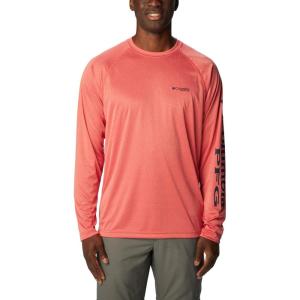 imageMens PFG Terminal Tackle Heather Long Sleeve ShirtSunset Red HeatherCollegiate Navy Logo