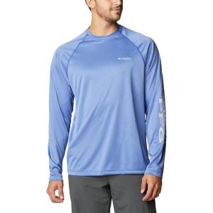 imageMens PFG Terminal Tackle Heather Long Sleeve ShirtTanzanite HeatherCool Grey Logo