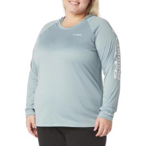 imageColumbia Womens PFG Tidal Tee Hoodie UV Protection MoistureWickingCrushed BlueWhite Logo