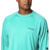 imageColumbia Mens Terminal Tackle PFG Triangle Long Sleeve ShirtBright AquaCollegiate Navy Logo