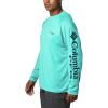 imageColumbia Mens Terminal Tackle PFG Triangle Long Sleeve ShirtBright AquaCollegiate Navy Logo