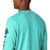 imageColumbia Mens Terminal Tackle PFG Triangle Long Sleeve ShirtBright AquaCollegiate Navy Logo