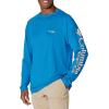 imageColumbia Mens Terminal Tackle PFG Triangle Long Sleeve ShirtBright AquaCollegiate Navy Logo