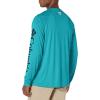 imageColumbia Mens Terminal Tackle PFG Triangle Long Sleeve ShirtBright AquaCollegiate Navy Logo