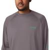 imageColumbia Mens Terminal Tackle PFG Triangle Long Sleeve ShirtCity GreyDark Lime Logo