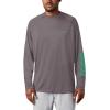 imageColumbia Mens Terminal Tackle PFG Triangle Long Sleeve ShirtCity GreyDark Lime Logo
