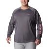 imageColumbia Mens Terminal Tackle PFG Triangle Long Sleeve ShirtCity GreyPink Pop Logo