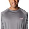 imageColumbia Mens Terminal Tackle PFG Triangle Long Sleeve ShirtCity GreyPink Pop Logo