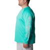 imageColumbia Mens Terminal Tackle PFG Triangle Long Sleeve ShirtElectric TurquoiseCool Grey Logo