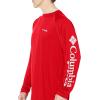 imageColumbia Mens Terminal Tackle PFG Triangle Long Sleeve ShirtRed JasperCool Grey Logo