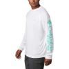 imageColumbia Mens Terminal Tackle PFG Triangle Long Sleeve ShirtWhiteBright Aqua Logo