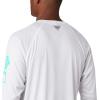 imageColumbia Mens Terminal Tackle PFG Triangle Long Sleeve ShirtWhiteBright Aqua Logo