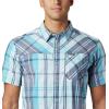 imageColumbia Mens Thompson Hill Yarn Dye Short Sleeve ShirtClear Water Oversize Buffalo Plaid