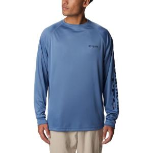 imageColumbia Mens Terminal Tackle PFG Triangle Long Sleeve ShirtBluestoneCollegiate Navy Logo