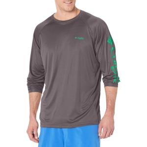 imageColumbia Mens Terminal Tackle PFG Triangle Long Sleeve ShirtCity GreyDark Lime Logo