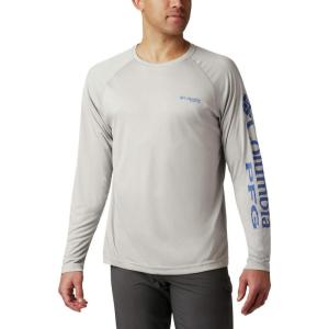 imageColumbia Mens Terminal Tackle PFG Triangle Long Sleeve ShirtCool Grey HeatherVivid Blue Logo