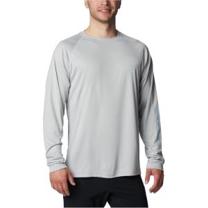 imageColumbia Mens Terminal Tackle PFG Triangle Long Sleeve ShirtCool GreySpring Blue Logo