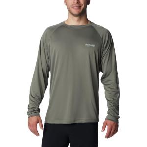 imageColumbia Mens Terminal Tackle PFG Triangle Long Sleeve ShirtCypressCool Green Logo