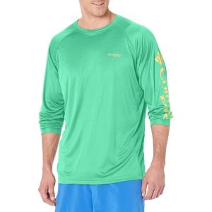 imageColumbia Mens Terminal Tackle PFG Triangle Long Sleeve ShirtDark LimeSunlit Logo
