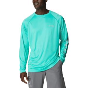 imageColumbia Mens Terminal Tackle PFG Triangle Long Sleeve ShirtElectric TurquoiseCool Grey Logo