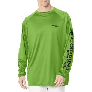 imageColumbia Mens Terminal Tackle PFG Triangle Long Sleeve ShirtGreen MambaBlack Logo