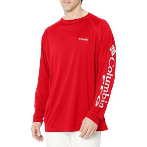 imageColumbia Mens Terminal Tackle PFG Triangle Long Sleeve ShirtRed JasperCool Grey Logo