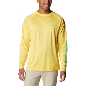 imageColumbia Mens Terminal Tackle PFG Triangle Long Sleeve ShirtSun GlowElectric Turquoise Logo