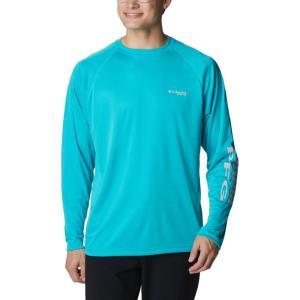 imageColumbia Mens Terminal Tackle PFG Triangle Long Sleeve ShirtTurquoiseCool Grey Logo