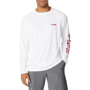 imageColumbia Mens Terminal Tackle PFG Triangle Long Sleeve ShirtWhiteRed Spark Logo