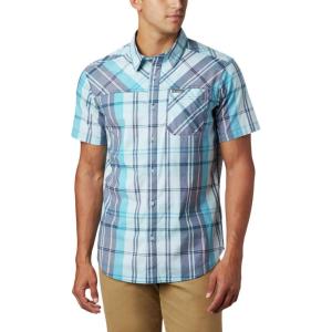 imageColumbia Mens Thompson Hill Yarn Dye Short Sleeve ShirtClear Water Oversize Buffalo Plaid