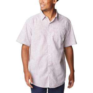 imageColumbia Mens Under Exposure Yarn Dye Short Sleeve ShirtRed Onion Oxford Stripe