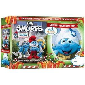 imageThe Smurfs Bluray  Standard DVD  The Smurfs A Christmas Carol with Plush Toy Backpack Clip