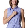 imageColumbia Womens PFG Bonehead Stretch Sleeveless Dress Cotton BlendFairytale Swiss Dot