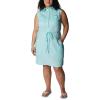 imageColumbia Womens PFG Bonehead Stretch Sleeveless Dress Cotton BlendGulf Stream Swiss Dot