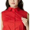 imageColumbia Womens PFG Bonehead Stretch Sleeveless Dress Cotton BlendRed Spark Swiss Dot