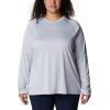 imageColumbia womens Tidal Tee Ii Long SleeveCirrus GreyElectric Turquoise Logo